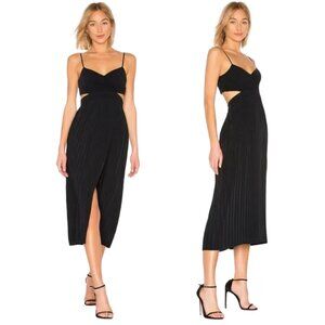 A.L.C. Sienna Pleated Cutout Dress in Black, size 2 midi XS cocktail party NYE
